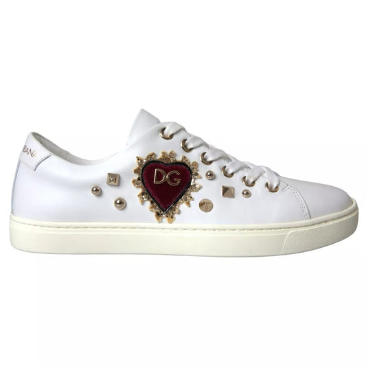 Dolce & Gabbana White Portofino Sacred Heart Sneakers Women Shoes by Dolce & Gabbana