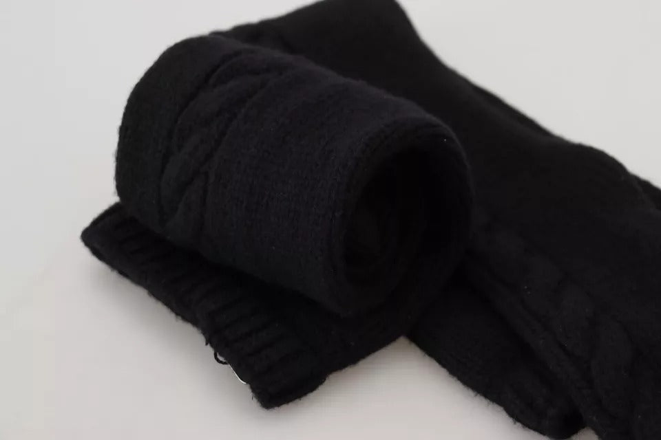Chaussettes longues en laine noire tricotée Dolce &amp; Gabbana pour femme