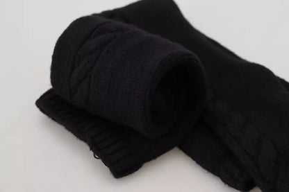 Chaussettes longues en laine noire tricotée Dolce &amp; Gabbana pour femme