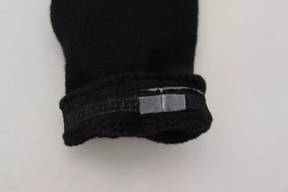 Chaussettes longues en laine noire tricotée Dolce &amp; Gabbana pour femme