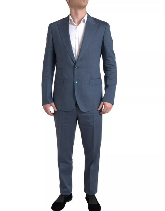 Costume 2 pièces bleu Dolce &amp; Gabbana NAPOLI à simple boutonnage