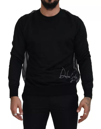 Dolce & Gabbana Black Polyester Crewneck Men Pullover Sweater - from Dolce & Gabbana