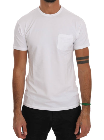 T-shirt élégant en coton blanc à col rond Daniele Alessandrini