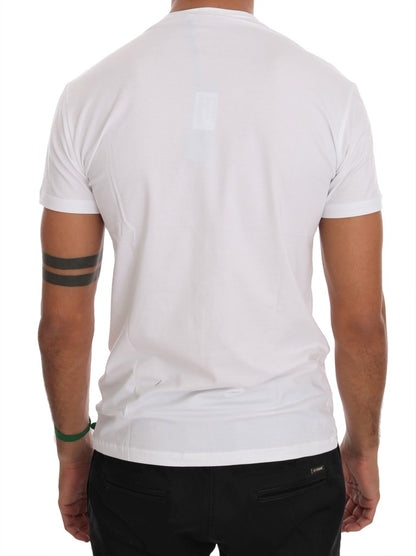 T-shirt élégant en coton blanc à col rond Daniele Alessandrini