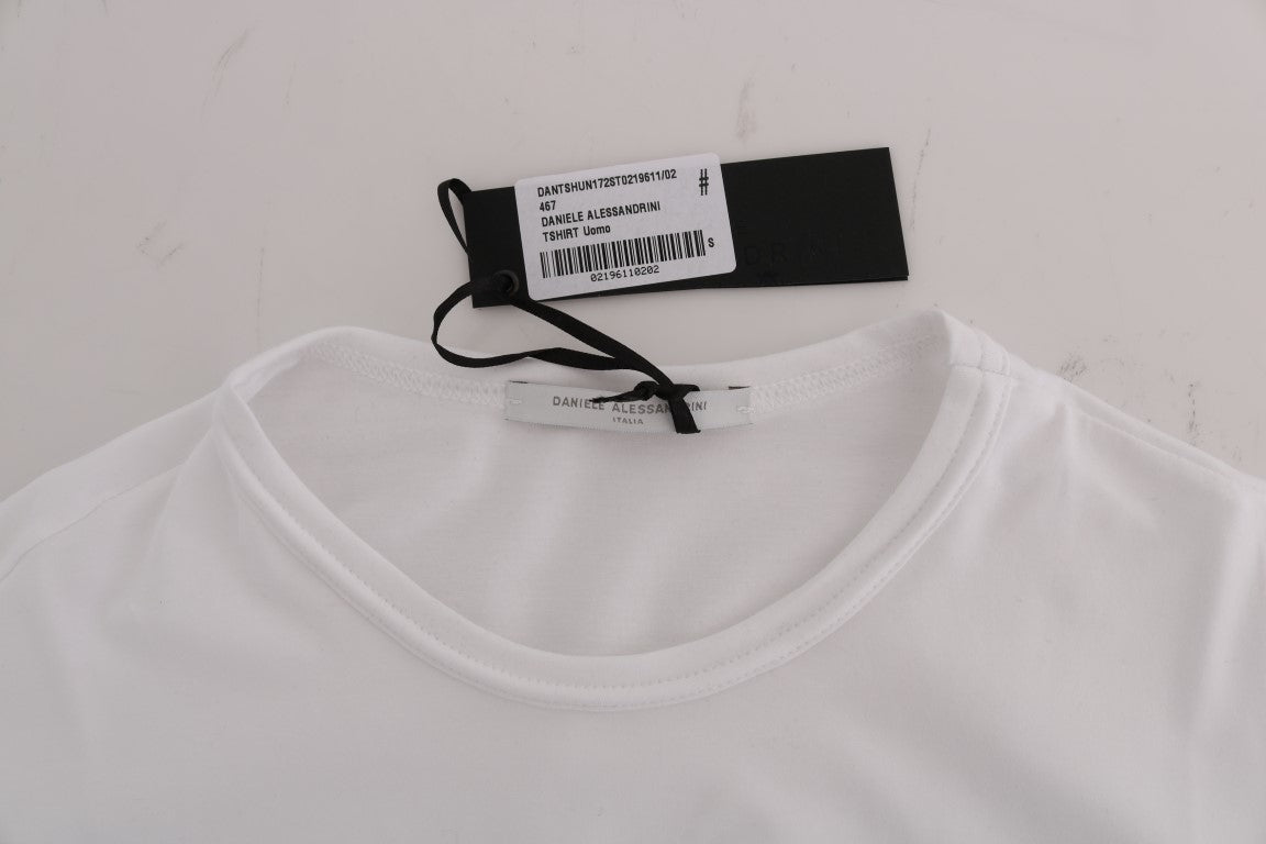 T-shirt élégant en coton blanc à col rond Daniele Alessandrini