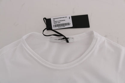 T-shirt élégant en coton blanc à col rond Daniele Alessandrini