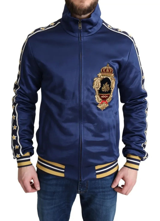 Pull rayé King Bee à patch héraldique bleu Dolce &amp; Gabbana
