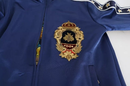 Pull rayé King Bee à patch héraldique bleu Dolce &amp; Gabbana