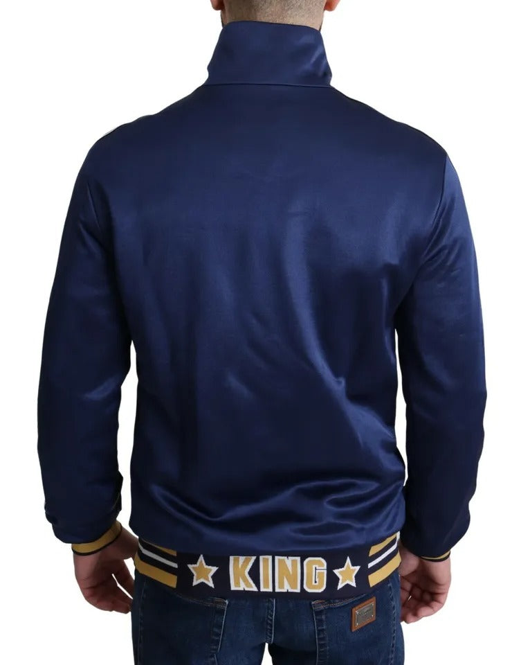Pull rayé King Bee à patch héraldique bleu Dolce &amp; Gabbana