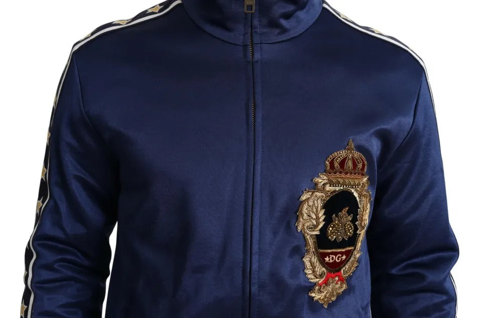 Pull rayé King Bee à patch héraldique bleu Dolce &amp; Gabbana
