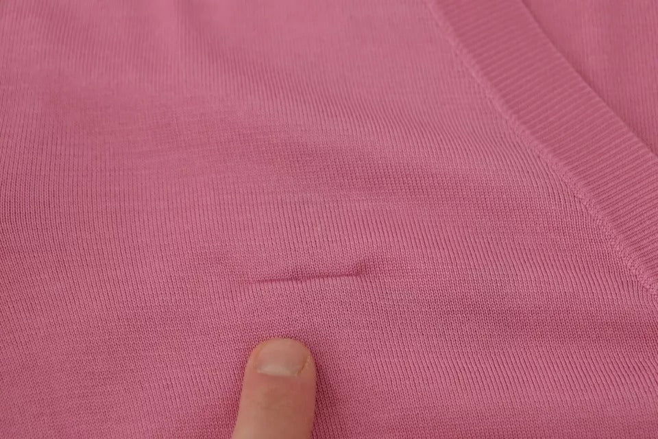 Dolce & Gabbana Pink 100% Silk Button Down Cardigan Sweater by Dolce & Gabbana