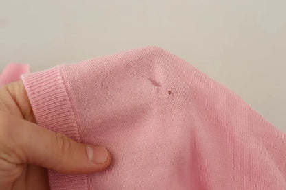 Dolce & Gabbana Pink V-neck Women Pullover Cashmere Sweater by Dolce & Gabbana