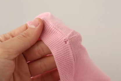 Dolce & Gabbana Pink V-neck Women Pullover Cashmere Sweater by Dolce & Gabbana