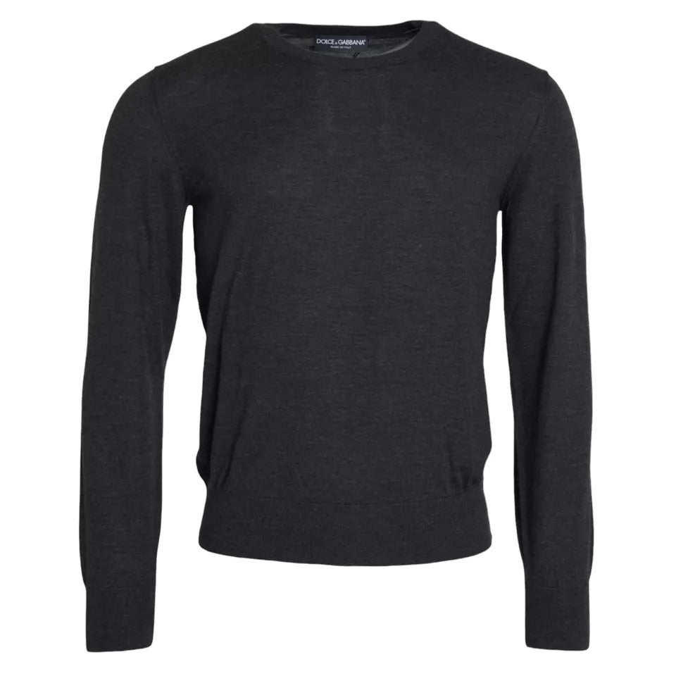 Dolce & Gabbana Dark Gray Cashmere Crewneck Pullover Sweater by Dolce & Gabbana