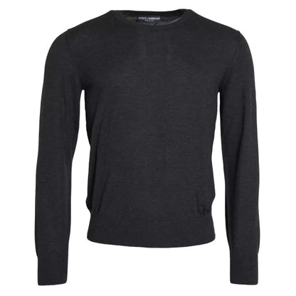 Dolce & Gabbana Dark Gray Cashmere Crewneck Pullover Sweater by Dolce & Gabbana