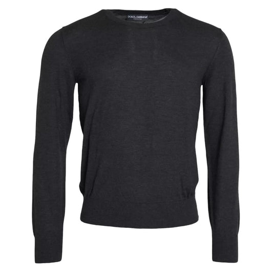 Dolce & Gabbana Dark Gray Cashmere Crewneck Pullover Sweater by Dolce & Gabbana