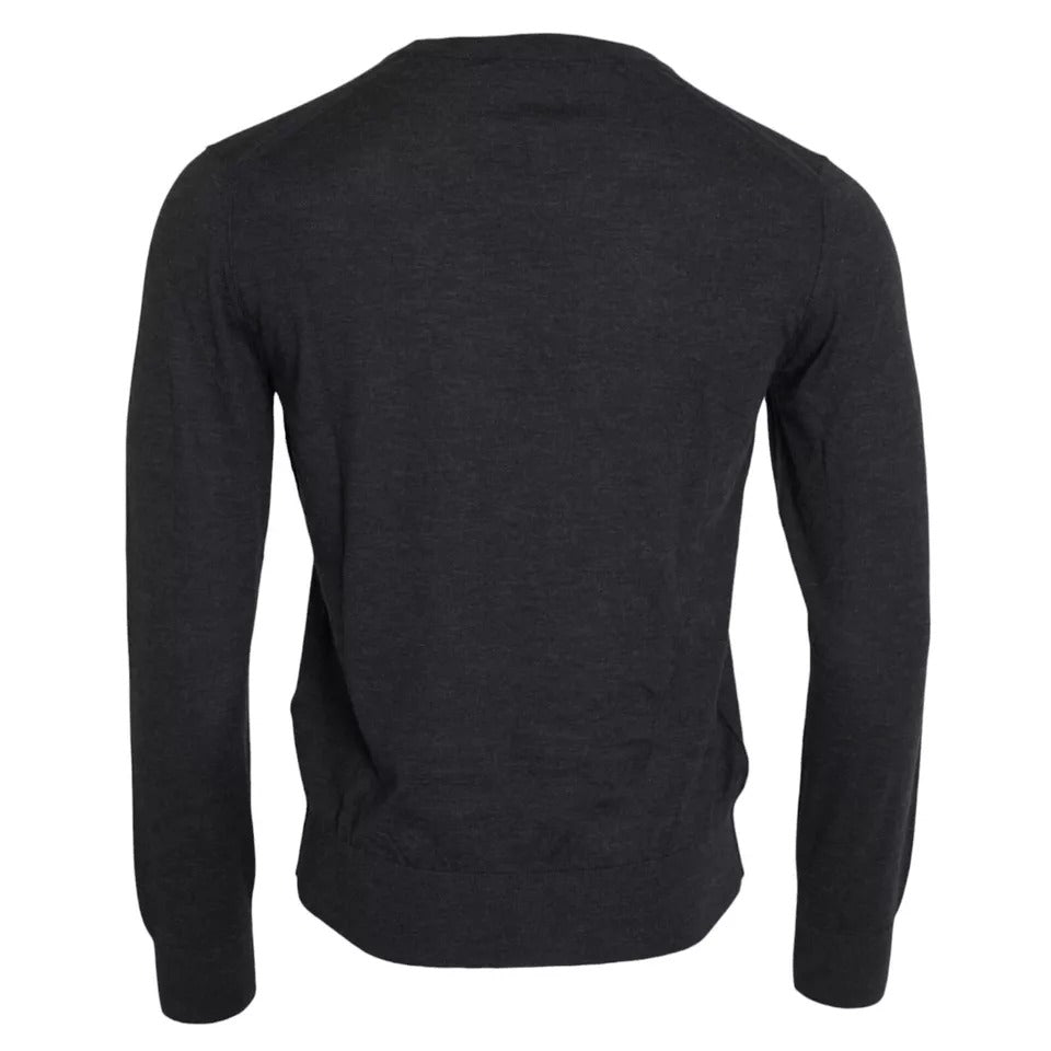 Dolce & Gabbana Dark Gray Cashmere Crewneck Pullover Sweater by Dolce & Gabbana
