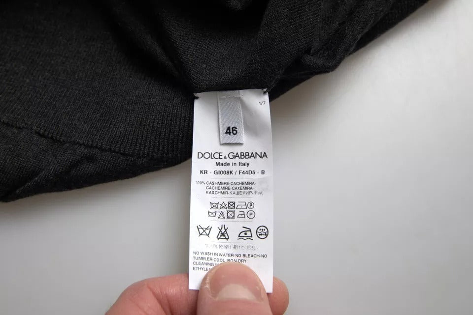 Dolce & Gabbana Dark Gray Cashmere Crewneck Pullover Sweater by Dolce & Gabbana