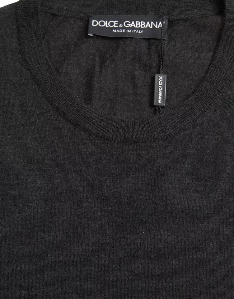 Dolce & Gabbana Dark Gray Cashmere Crewneck Pullover Sweater by Dolce & Gabbana