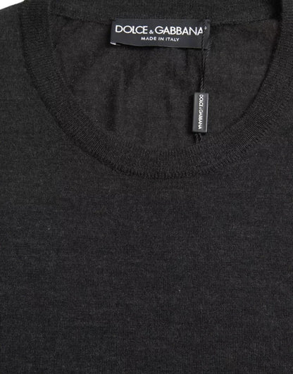 Dolce & Gabbana Dark Gray Cashmere Crewneck Pullover Sweater by Dolce & Gabbana