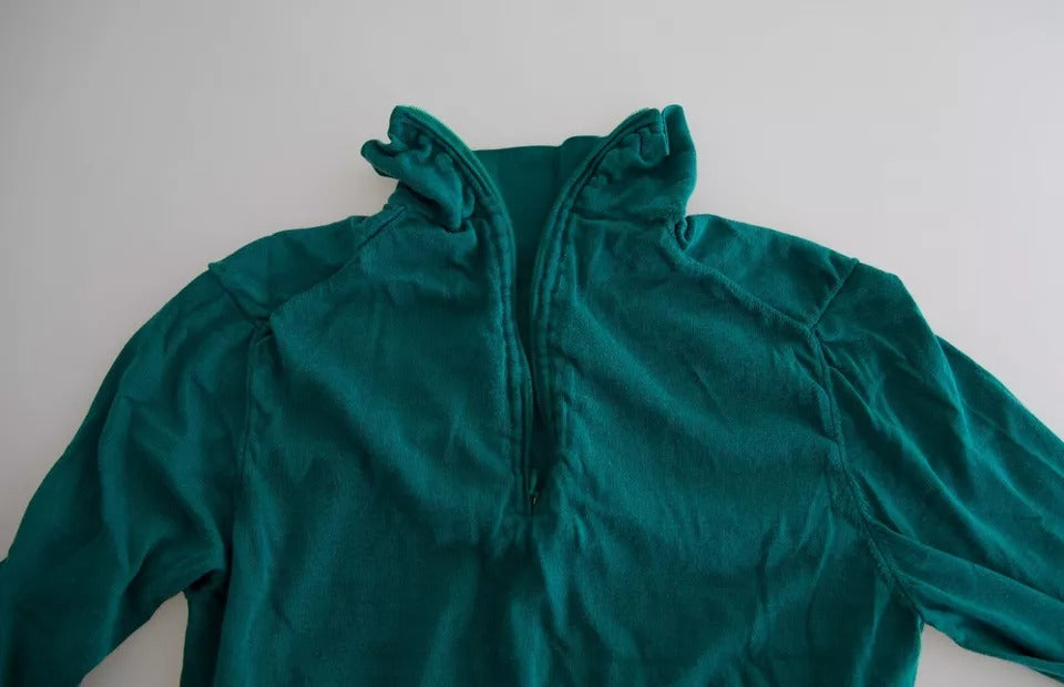 Dolce & Gabbana Dark Green Turtleneck Cropped Pullover Sweater by Dolce & Gabbana