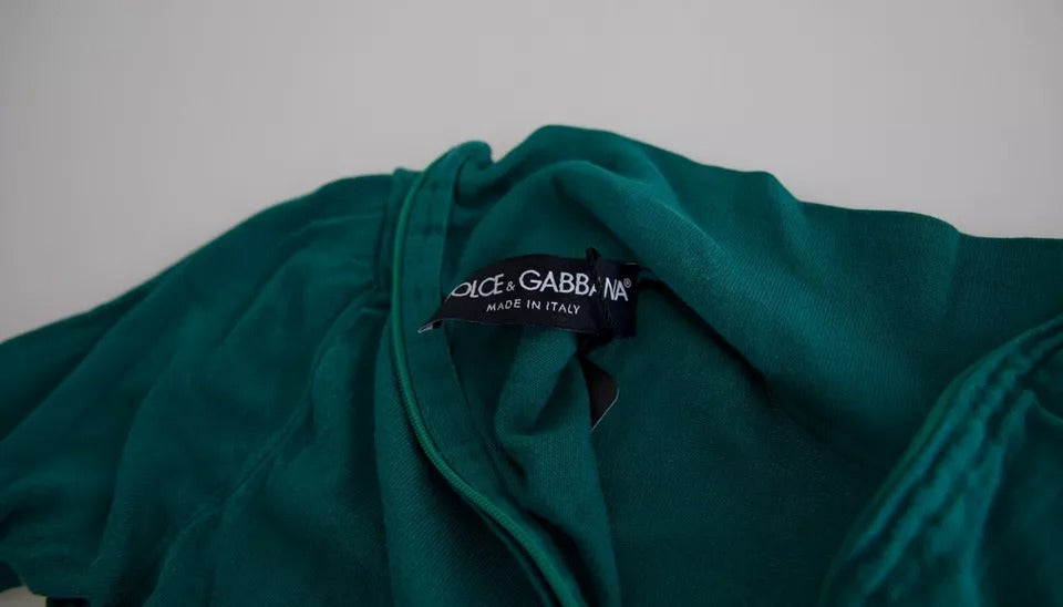 Dolce & Gabbana Dark Green Turtleneck Cropped Pullover Sweater by Dolce & Gabbana