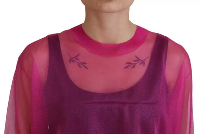 Dolce & Gabbana Fuchsia Polyester Crewneck Pullover Sweater by Dolce & Gabbana