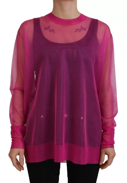 Dolce & Gabbana Fuchsia Polyester Crewneck Pullover Sweater by Dolce & Gabbana