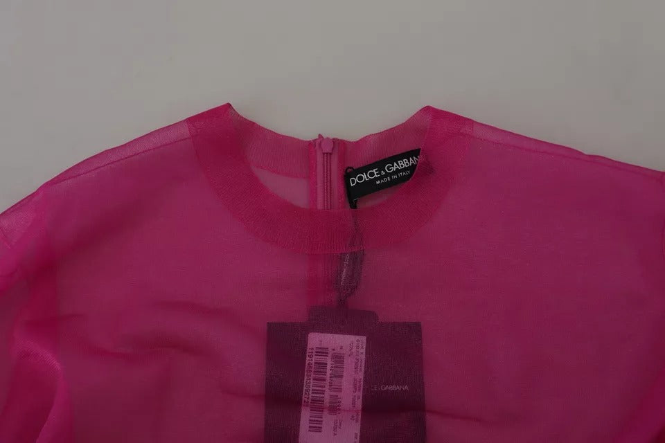 Dolce & Gabbana Fuchsia Polyester Crewneck Pullover Sweater by Dolce & Gabbana