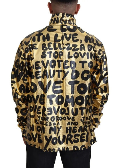 Dolce & Gabbana Gold Logo Print Turtleneck Pullover Sweater by Dolce & Gabbana