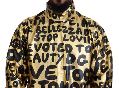 Dolce & Gabbana Gold Logo Print Turtleneck Pullover Sweater by Dolce & Gabbana