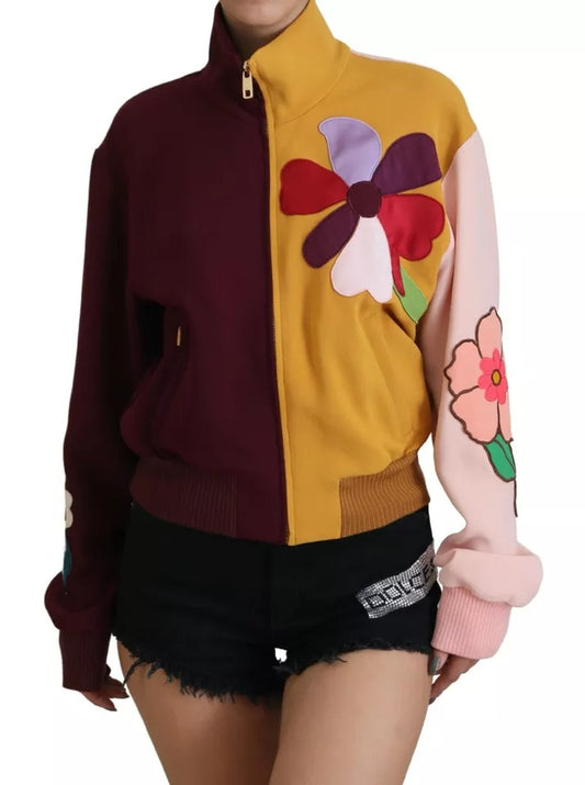 Dolce & Gabbana Multicolor Floral Viscose Full Zip Sweater by Dolce & Gabbana