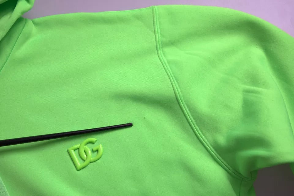 Dolce & Gabbana Neon Green Logo Pullover Hooded Sweatshirt Sweater by Dolce & Gabbana
