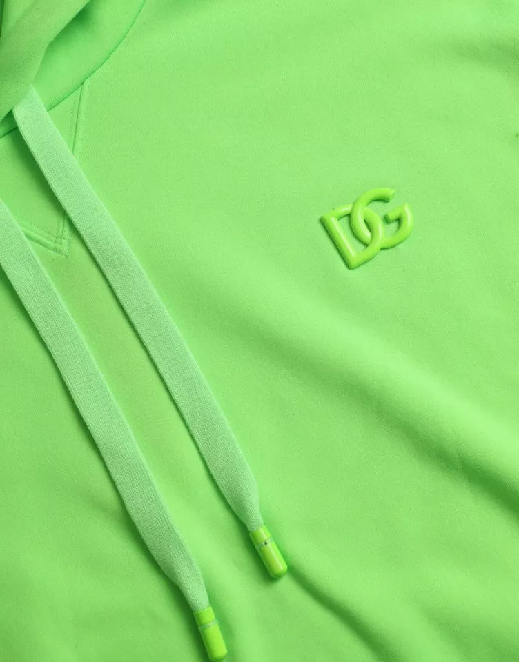 Dolce & Gabbana Neon Green Logo Pullover Hooded Sweatshirt Sweater by Dolce & Gabbana