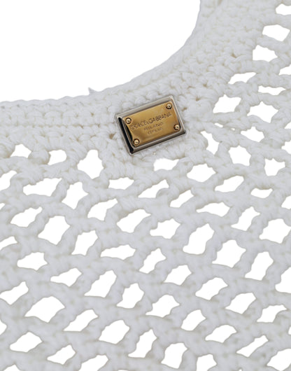 Sac cabas Dolce &amp; Gabbana en coton tricoté blanc et vert avec logo