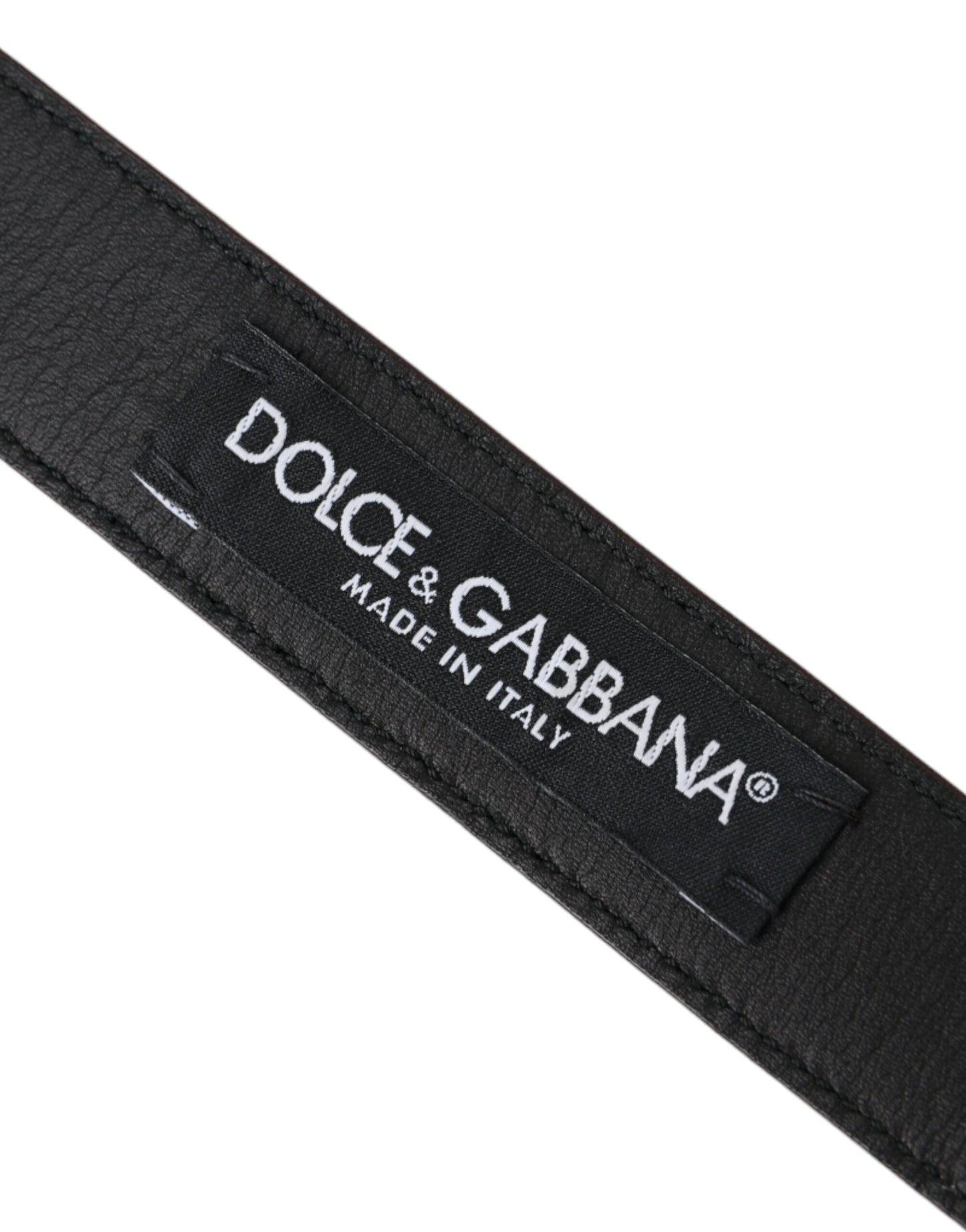 Ceinture Dolce &amp; Gabbana en cuir marron avec boucle en métal argenté pour homme