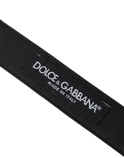 Ceinture Dolce &amp; Gabbana en cuir perforé marron foncé avec boucle en métal pour homme