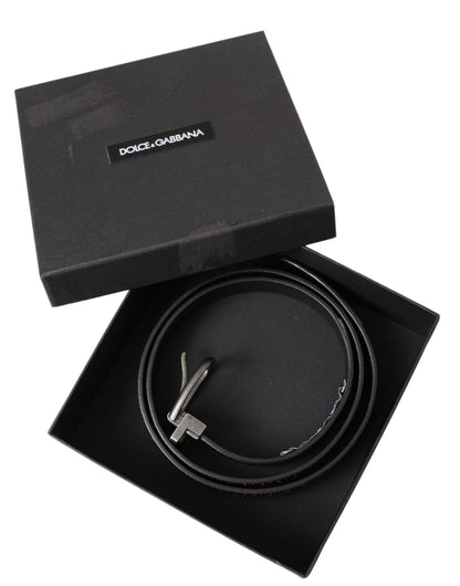 Ceinture Dolce &amp; Gabbana en cuir perforé marron foncé avec boucle en métal pour homme