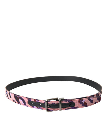 Ceinture Dolce &amp; Gabbana en cuir jacquard multicolore avec boucle en métal