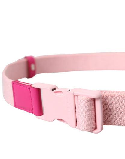 Ceinture Dolce &amp; Gabbana en toile extensible rose avec boucle en plastique pour femme