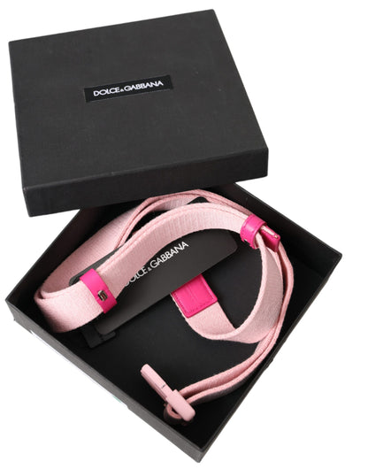 Ceinture Dolce &amp; Gabbana en toile extensible rose avec boucle en plastique pour femme