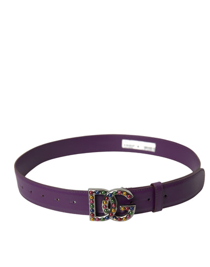 Ceinture Dolce &amp; Gabbana en cuir violet avec logo DG et boucle en métal