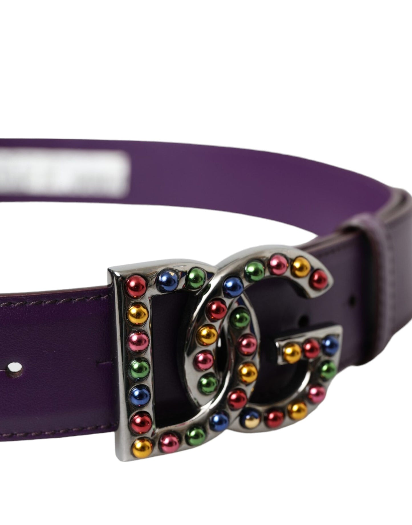 Ceinture Dolce &amp; Gabbana en cuir violet avec logo DG et boucle en métal