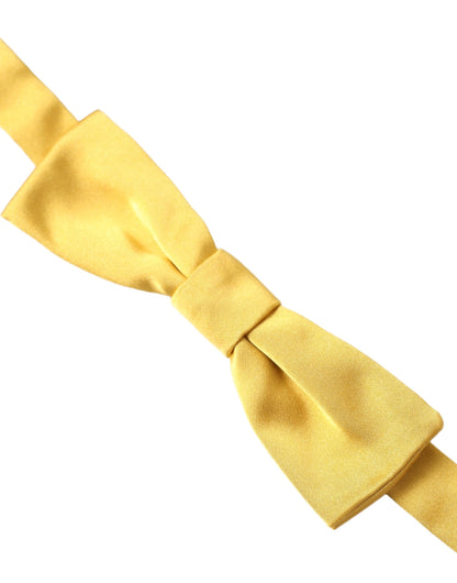 Dolce &amp; Gabbana Yellow Silk Adjustable Neck Men Bow Tie