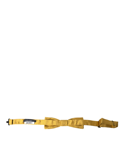 Dolce &amp; Gabbana Yellow Silk Adjustable Neck Men Bow Tie