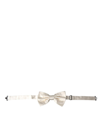 Nœud papillon ajustable en soie blanc cassé Dolce &amp; Gabbana pour homme