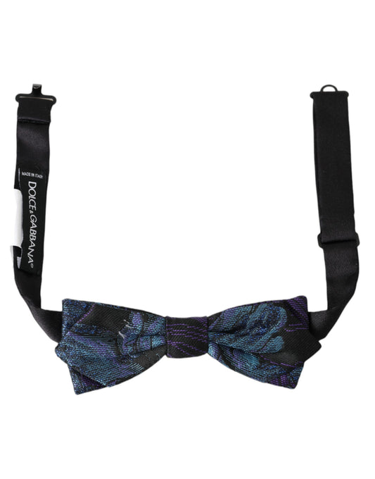 Nœud papillon ajustable Dolce &amp; Gabbana en brocart noir et bleu pour homme