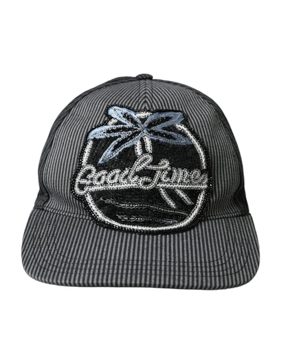 Casquette de baseball en coton noir ornée Dolce &amp; Gabbana pour homme