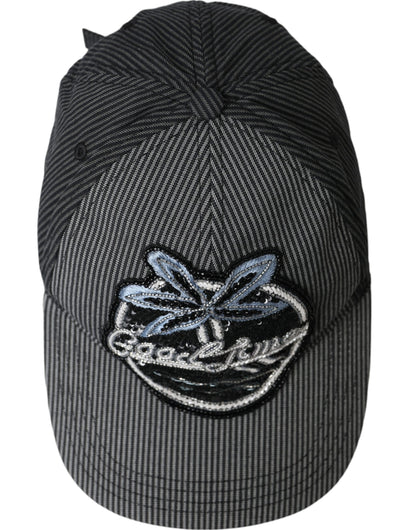 Casquette de baseball en coton noir ornée Dolce &amp; Gabbana pour homme