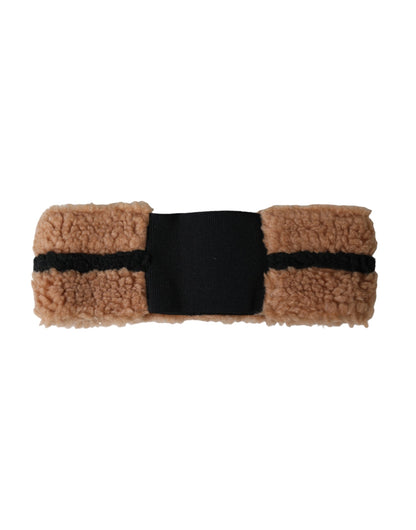 Chapeau bandeau en laine polaire marron et noir Dolce &amp; Gabbana pour homme